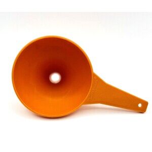 Vintage Tupperware Funnel #1227 Harvest Orange Retro 70s Kitchen Tool w/ Handle